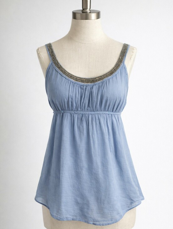Free People Tops - 💐 Free People Vintage Boho Bead Trim Camisole Blue Festival Tank Top SMALL